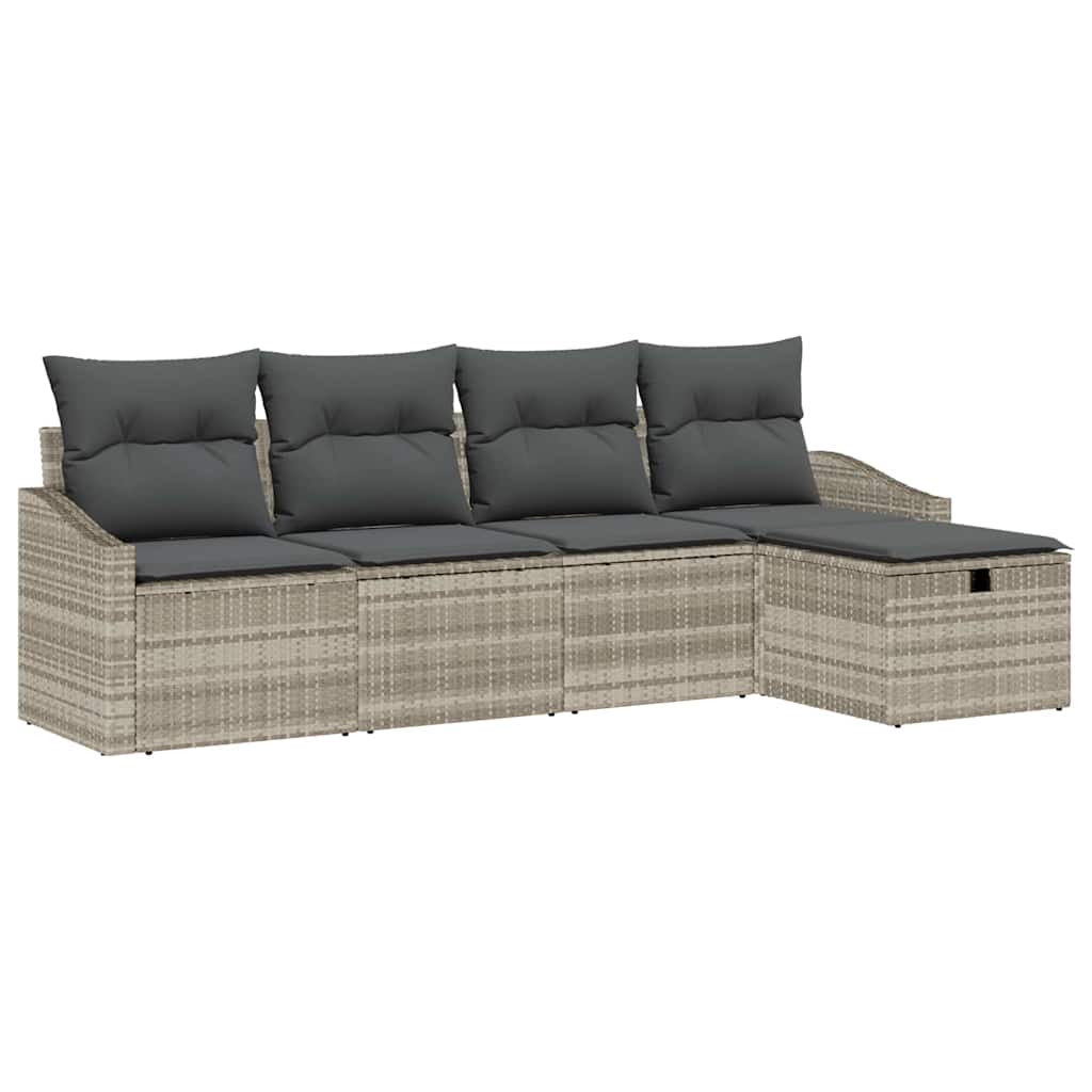 Garten-Sofa-Set 5 pcs Hellgrau 233 x 117 x 85 cm Poly Rattan